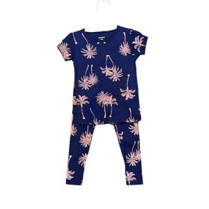 NWT Carter’s 4 Piece Pajama Set, Palm Trees and Stripes